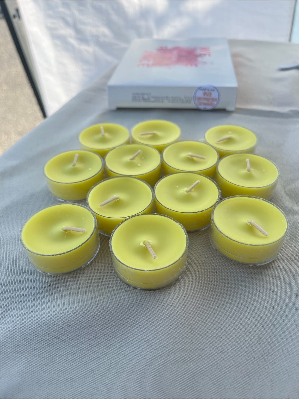 Partylite Yellow Round Wild Lemongrass Citronella Tealights Candles